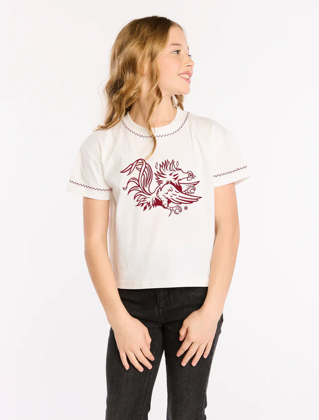 SE Girls Embroidered Gamecock Tee