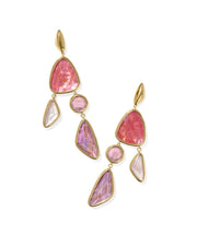 KS Margot Vintage Gold Statement Earring - Pink Mix