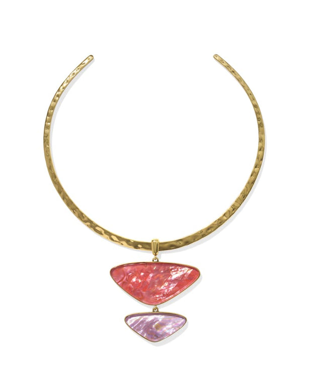 KS Margot Vintage Gold Statement Necklace - Pink