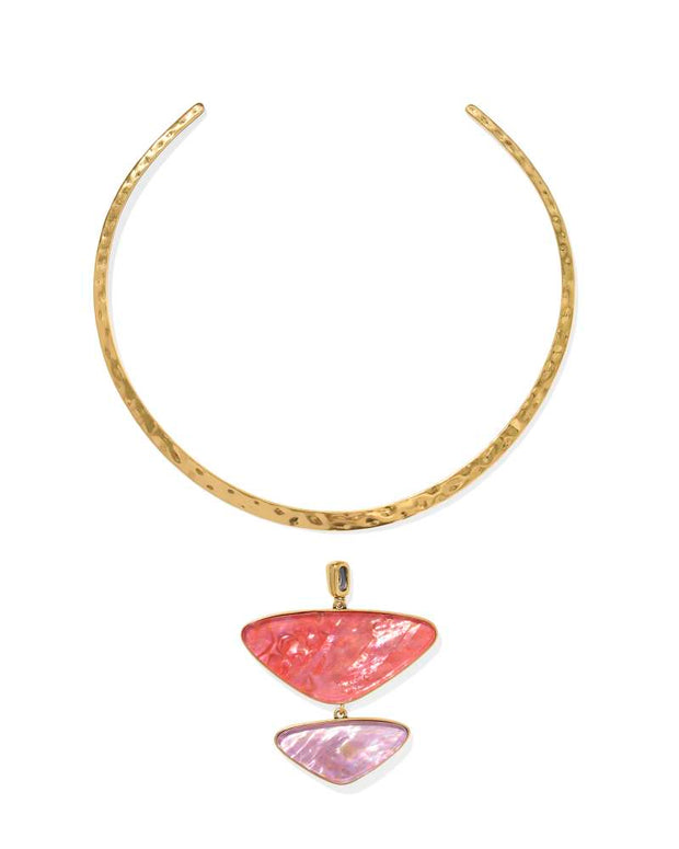 KS Margot Vintage Gold Statement Necklace - Pink