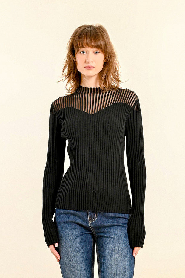 MBN Sheer Top LS Sweater