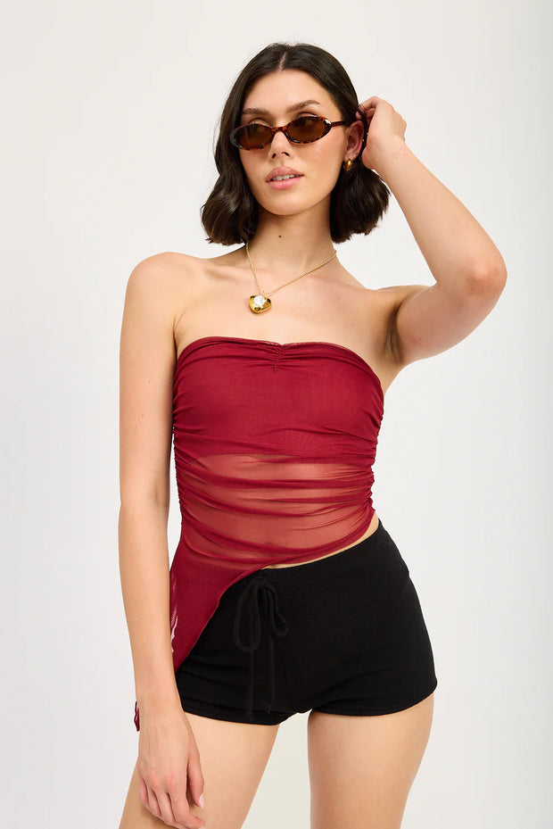 EMP Asymmetrical Mesh Tube Top Miss Cocky EMP Asymmetrical Mesh Tube Top Miss Cocky