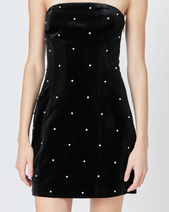 ELR Strapless Velvet Rhinestone Mini Dress – Miss Cocky