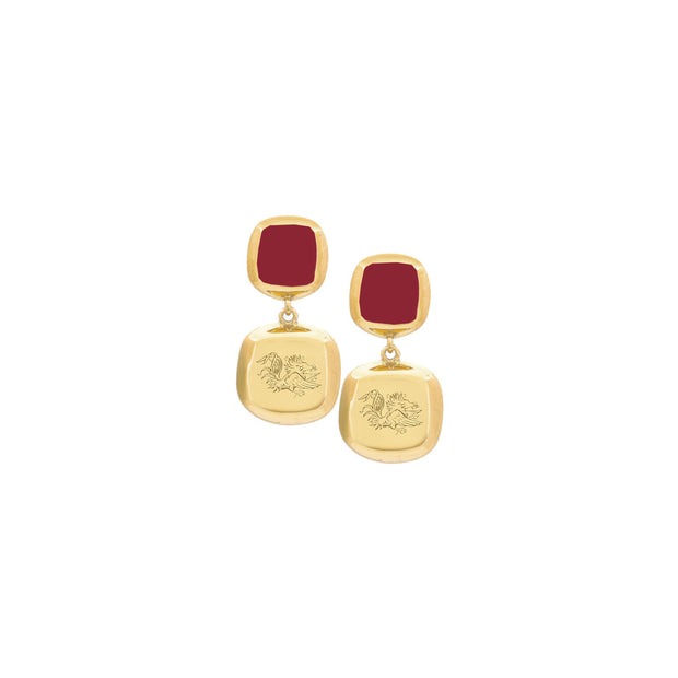 ES Benji Gamecock Dangle Earrings - Gold