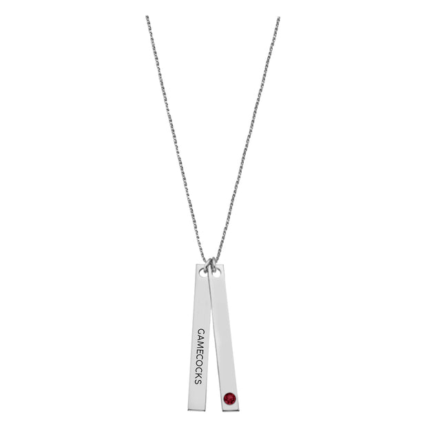 ES Long Gamecock Stone Bar Necklace - Silver