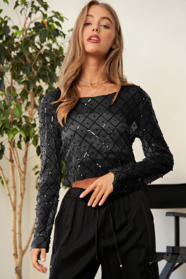 sparkly mesh crop top