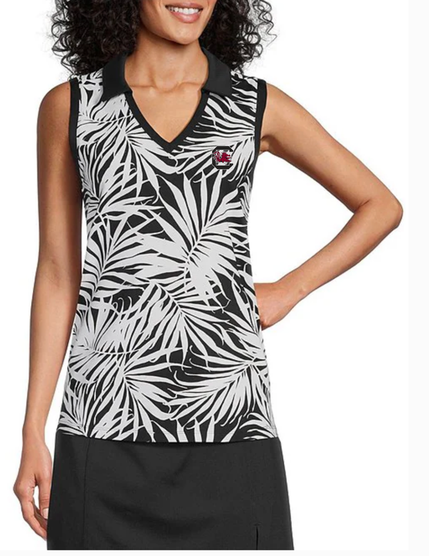 TB Aubrey Lorenzo Leaves Sleeveless Polo