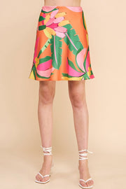 AE Tropical Satin A-Line Skirt