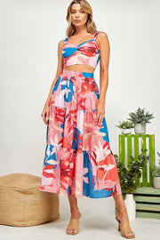 SWL Topical Floral Print Tiered Skirt