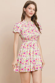TC Smocked Top Floral Mini Dress