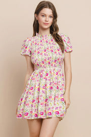 TC Smocked Top Floral Mini Dress