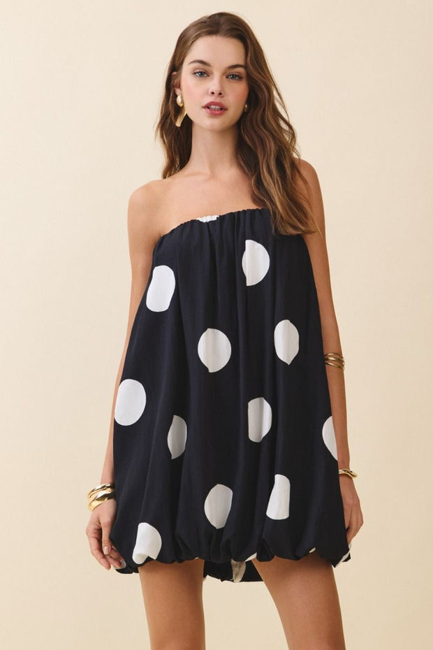 TC Strapless Puff Mini Dress