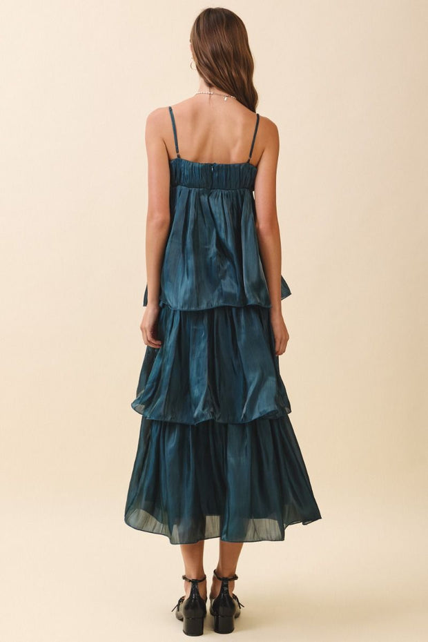 TC Long Flowy Winter Green Dress