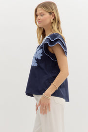 ENT Flutter Sleeve V-Neck Top