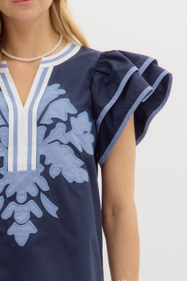 ENT Flutter Sleeve V-Neck Top