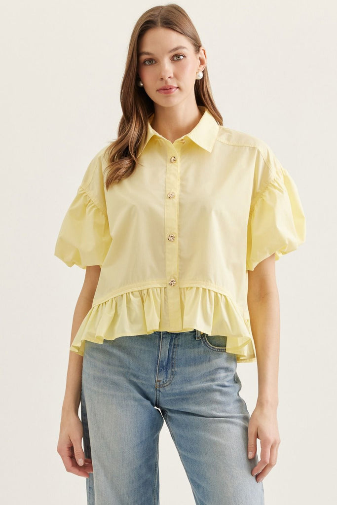 ENT Solid Short Puff Sleeve Top – Miss Cocky