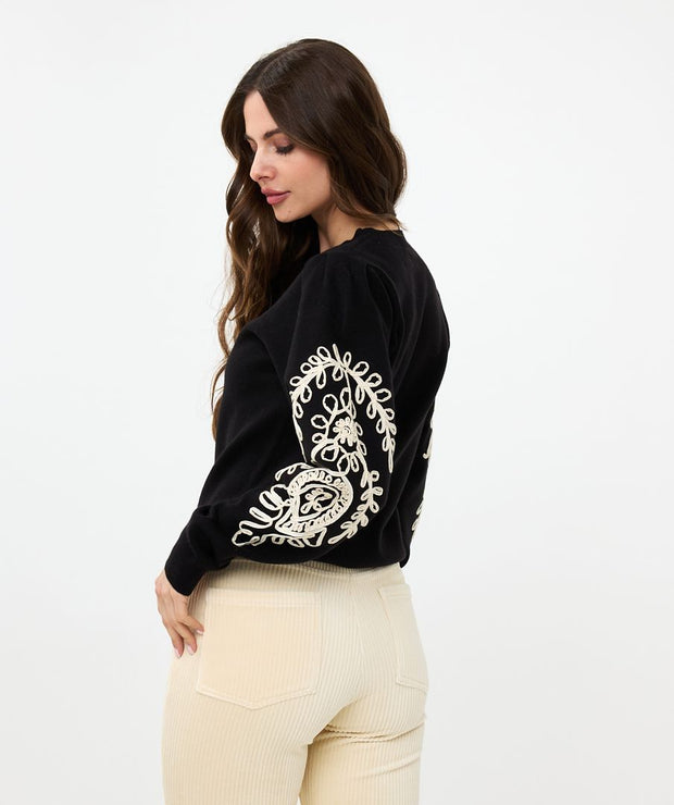 EQ Sweater Tape Paisley Embroidered Sweater