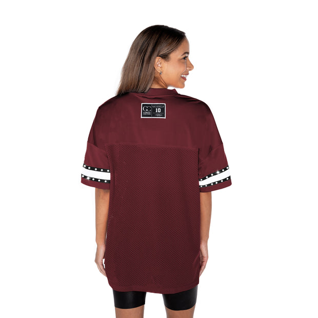 GC Oversized Rhinestone Garnet Jersey