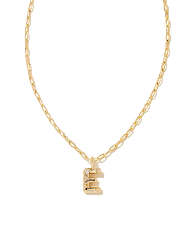 KS Crystal Letter Pendant Necklace- Gold