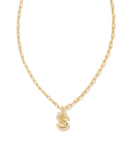 KS Crystal Letter Pendant Necklace- Gold