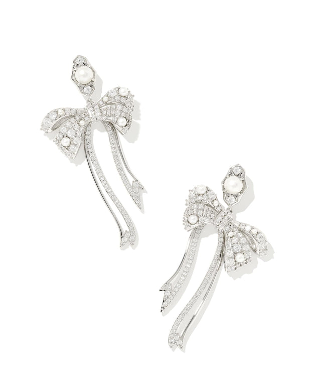 KS Krista Bow Statement Earrings - Silver