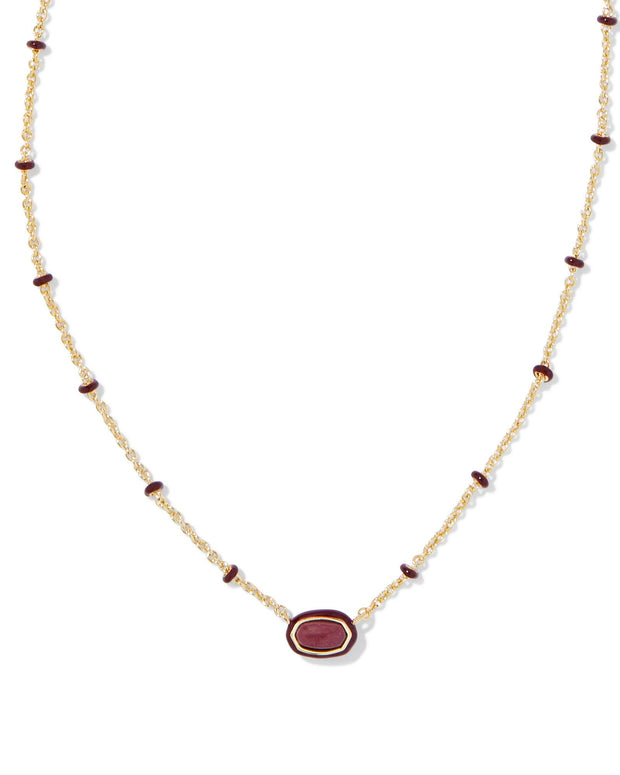 KS Mini Elisa Enamel Frame Short Pendant Necklace - Maroon Magnesite