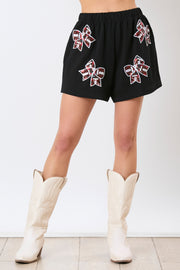 PE Sequin Bow Gameday Shorts