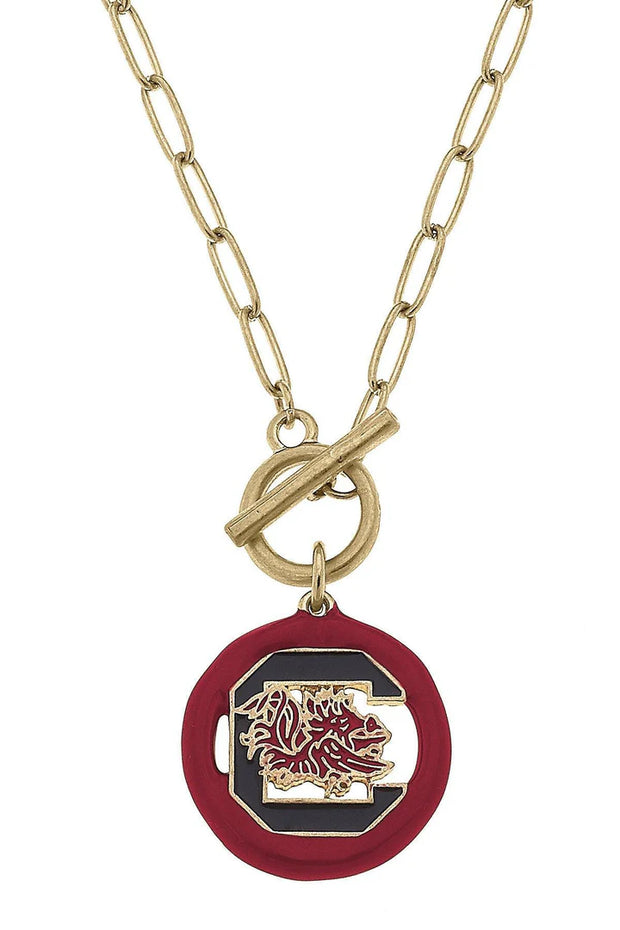 CV Block C Enamel T-Bar 16" Necklace