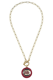CV Block C Enamel T-Bar 16" Necklace