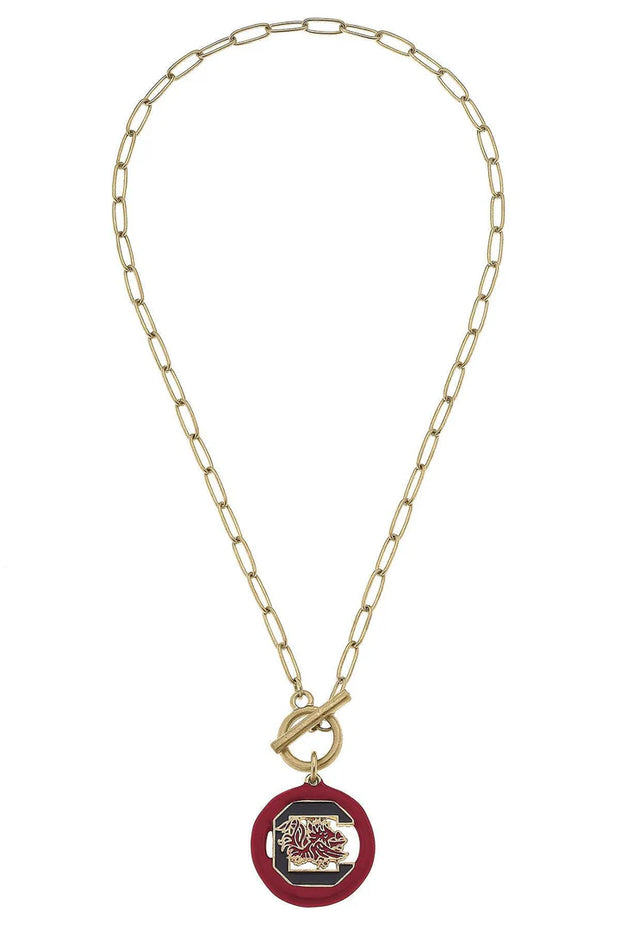 CV Block C Enamel T-Bar 16" Necklace