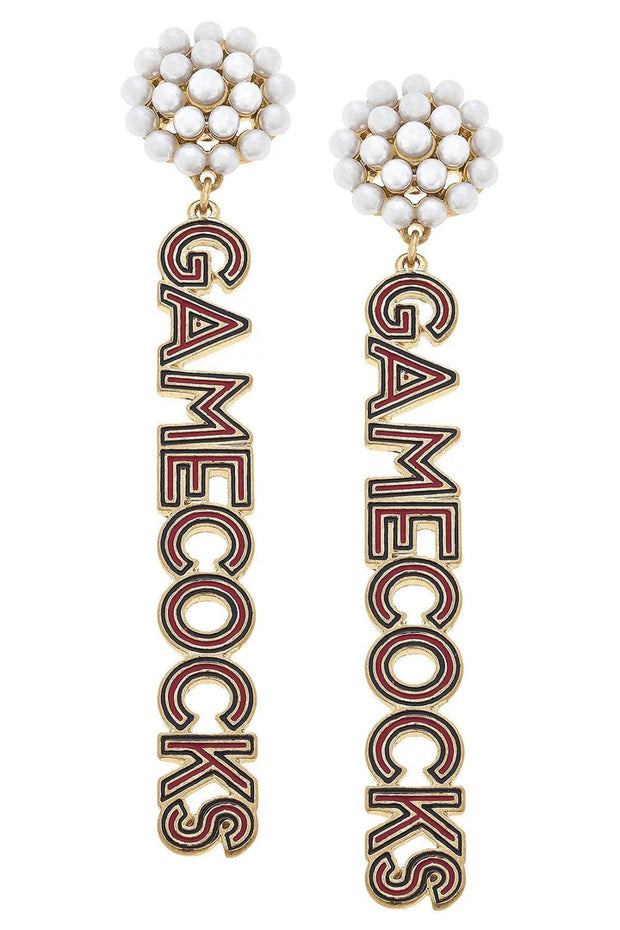 CV Gamecocks Pearl Cluster Drop Earring