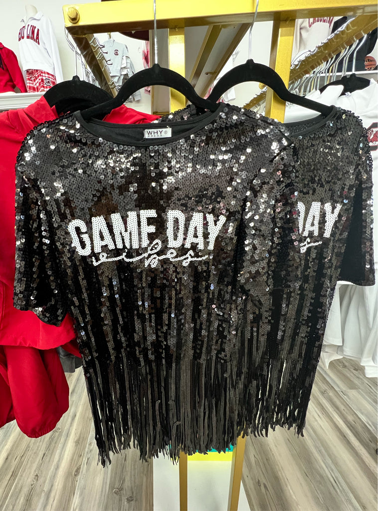 Why Dress Game Day Sequin Tee - Red/White Medium